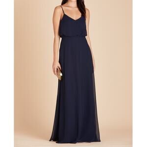 BIRDY GREY S Navy V-Neck Sleeveless Gwennie Bridesmaid Maxi Dress NWT B57